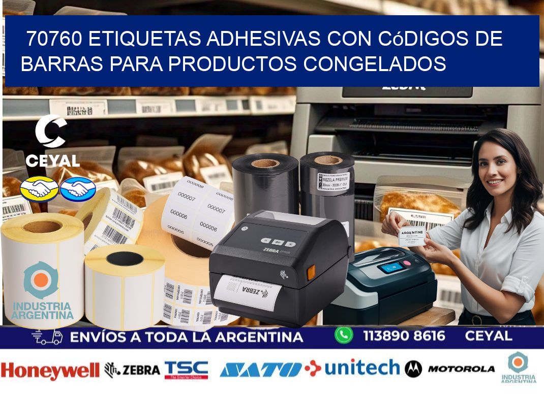 70760 Etiquetas adhesivas con códigos de barras para productos congelados