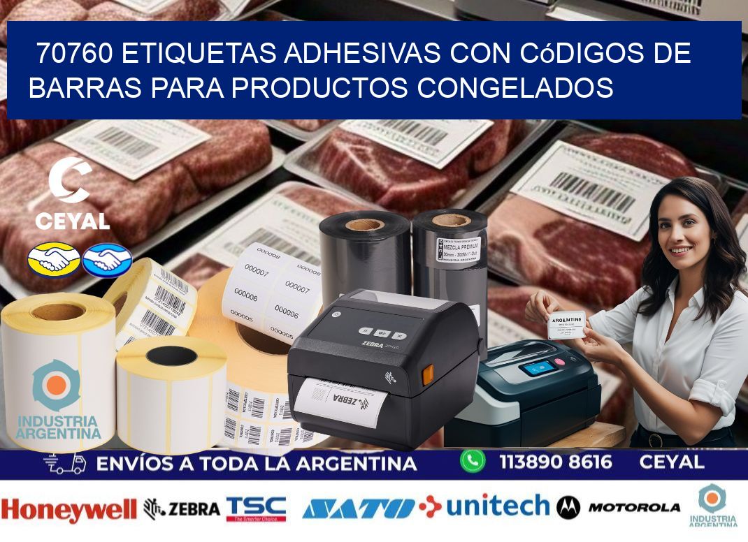 70760 Etiquetas adhesivas con códigos de barras para productos congelados