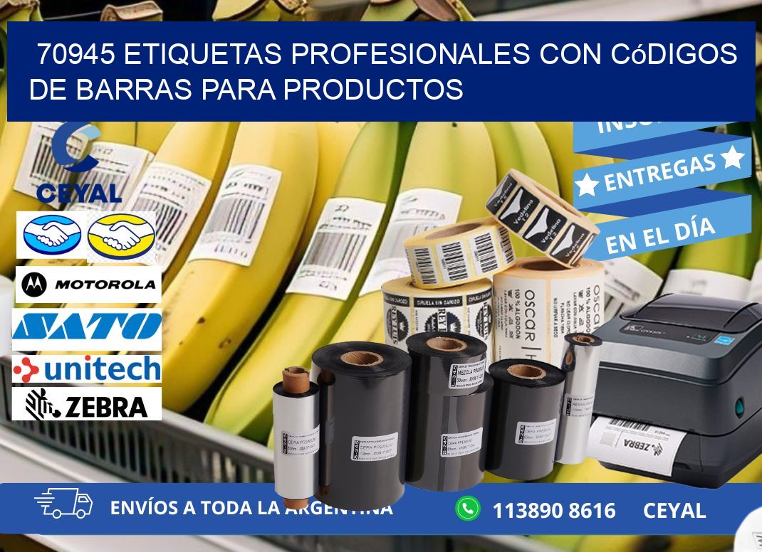 70945 Etiquetas profesionales con códigos de barras para productos