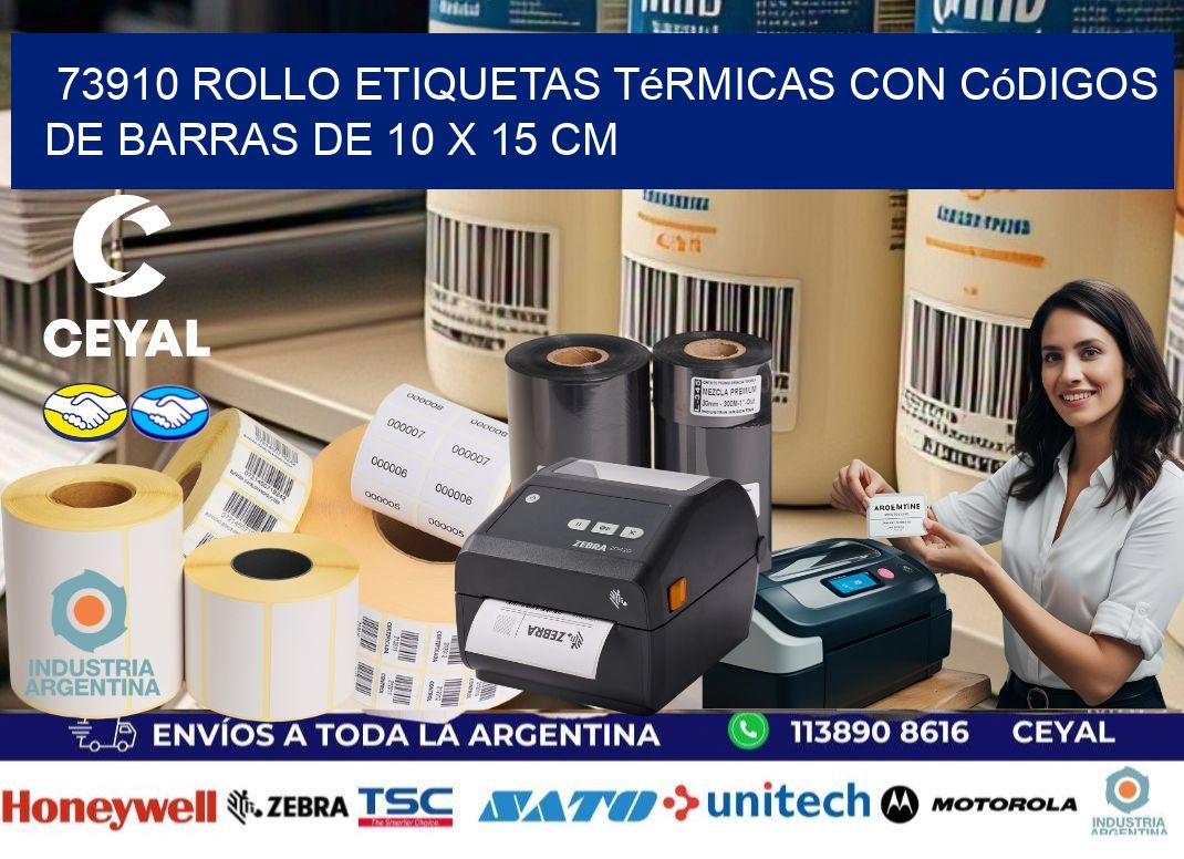 73910 Rollo etiquetas térmicas con Códigos de Barras de 10 x 15 cm