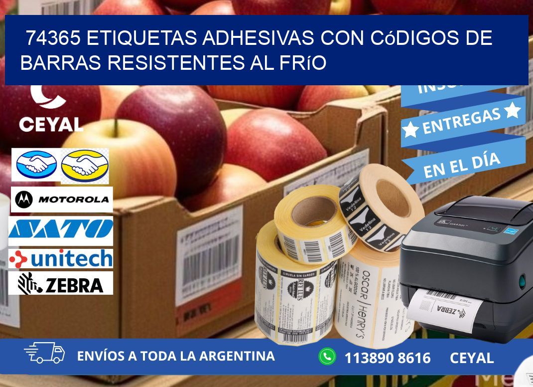 74365 Etiquetas adhesivas con códigos de barras resistentes al frío