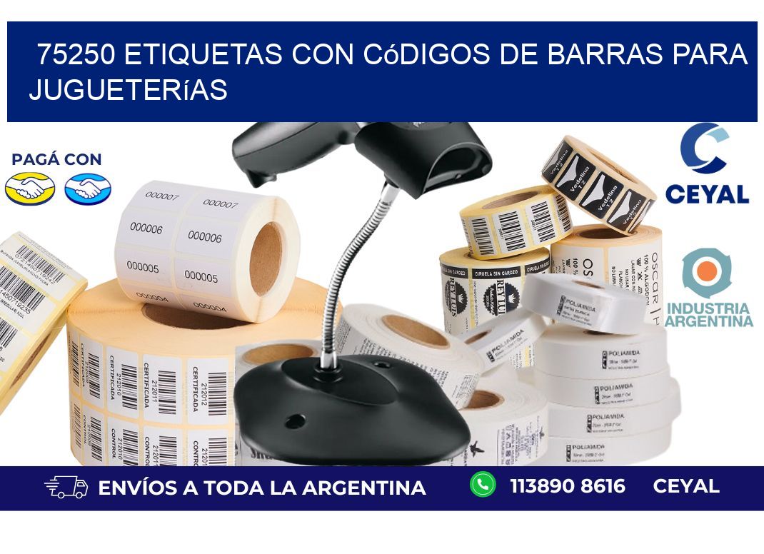75250 etiquetas con códigos de barras para jugueterías