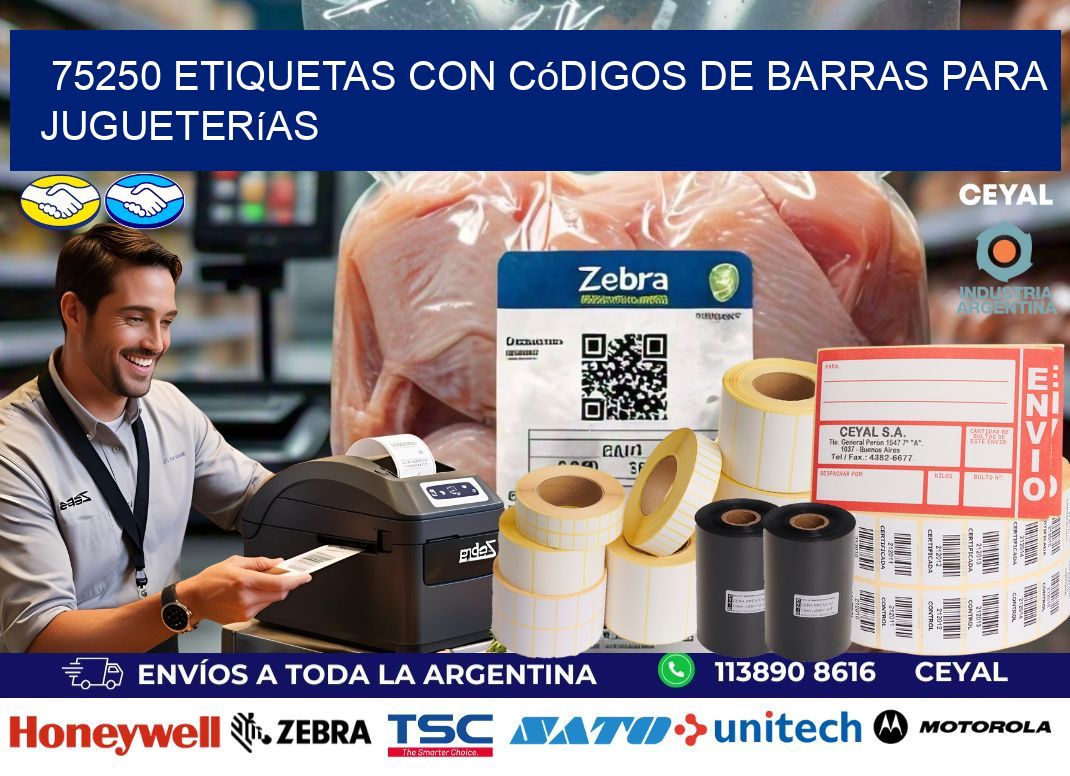 75250 etiquetas con códigos de barras para jugueterías
