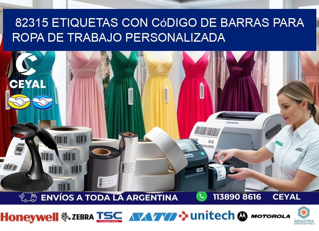 82315 Etiquetas con código de barras para ropa de trabajo personalizada