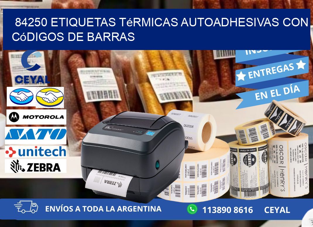 84250 Etiquetas térmicas autoadhesivas con códigos de barras