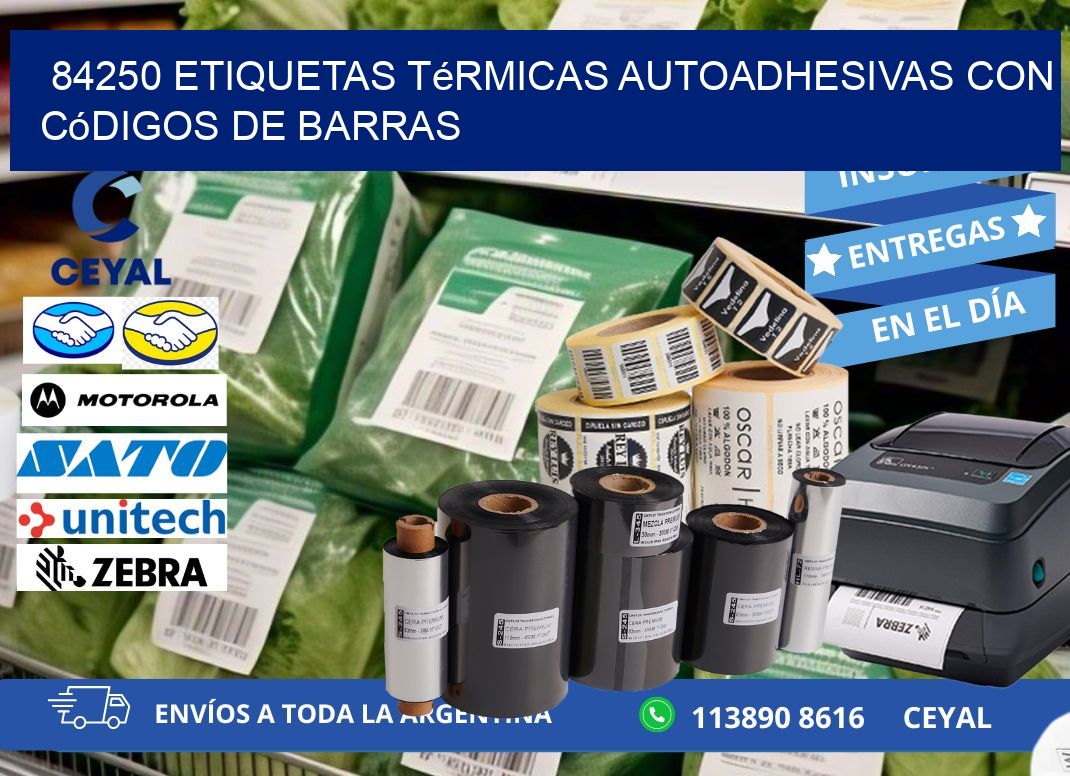 84250 Etiquetas térmicas autoadhesivas con códigos de barras