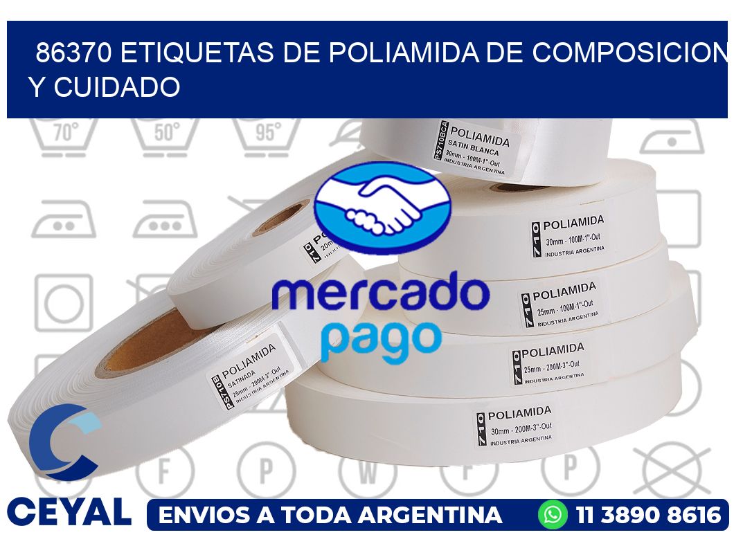 86370 etiquetas de poliamida de composicion y cuidado