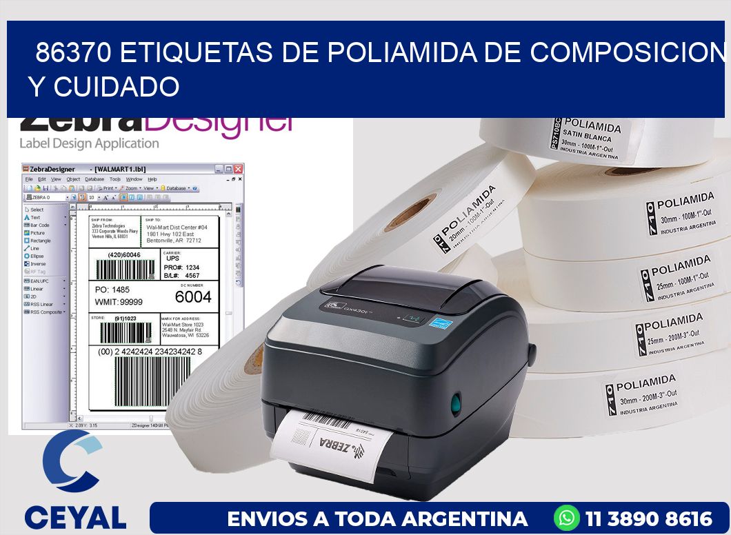 86370 etiquetas de poliamida de composicion y cuidado