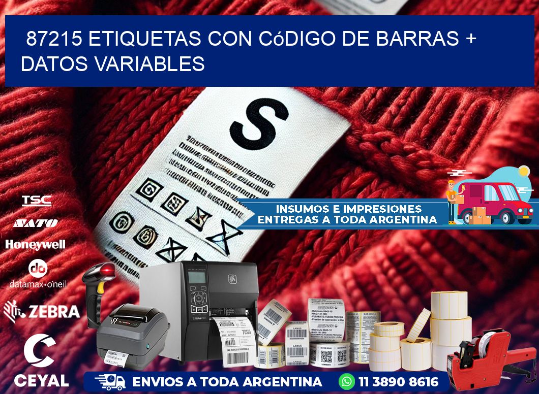 87215 etiquetas con código de barras + datos variables