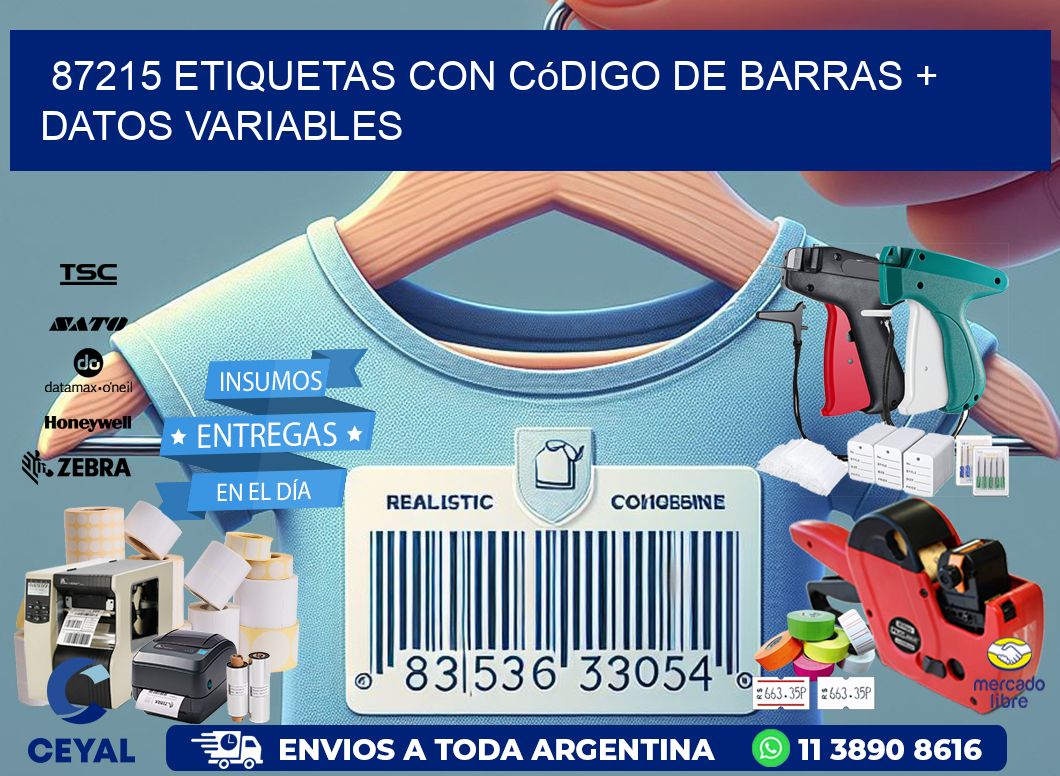 87215 etiquetas con código de barras + datos variables