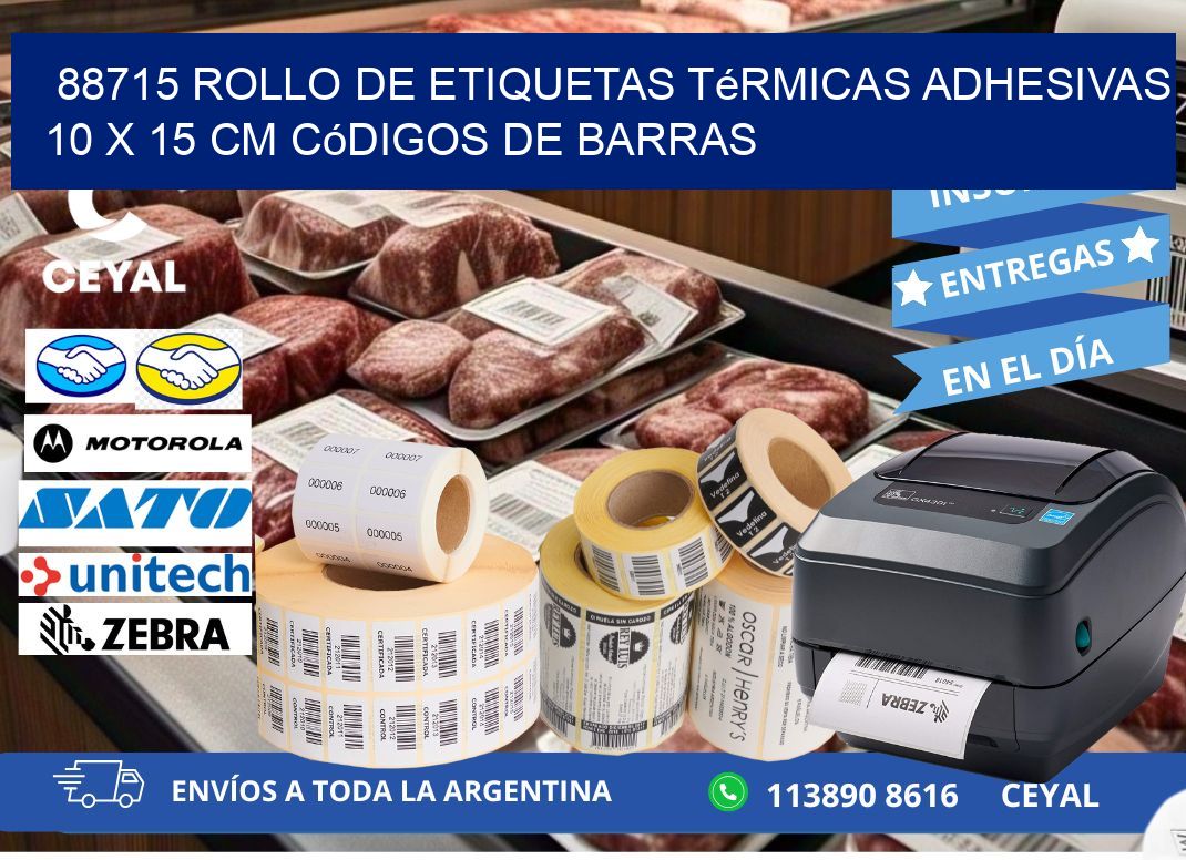 88715 Rollo de Etiquetas Térmicas Adhesivas 10 x 15 cm Códigos de Barras