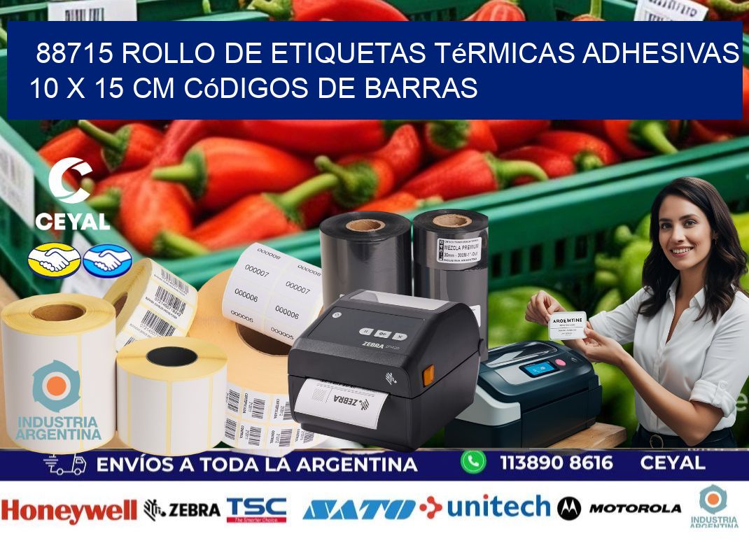 88715 Rollo de Etiquetas Térmicas Adhesivas 10 x 15 cm Códigos de Barras