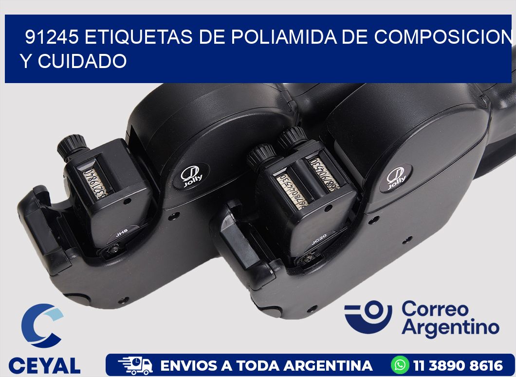 91245 etiquetas de poliamida de composicion y cuidado