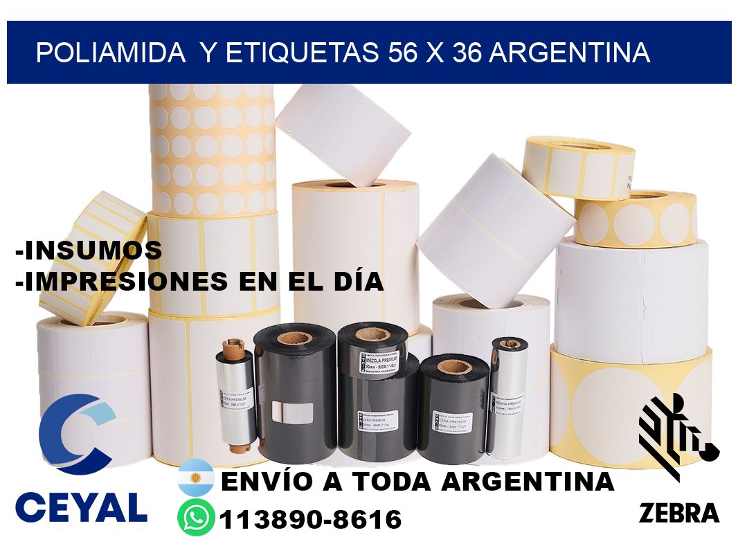 Poliamida y etiquetas 56 x 36 argentina