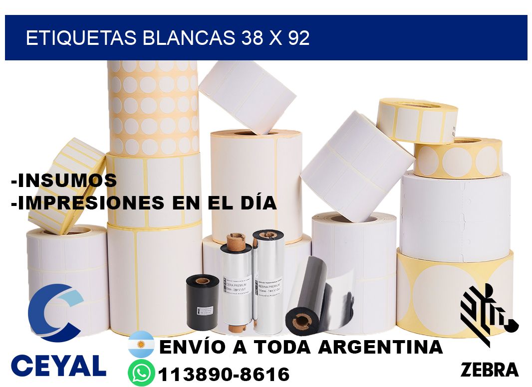 etiquetas blancas 38 x 92