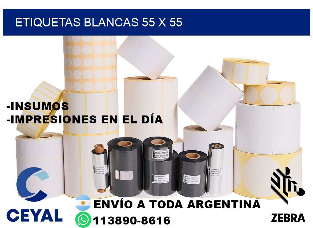 etiquetas blancas 55 x 55