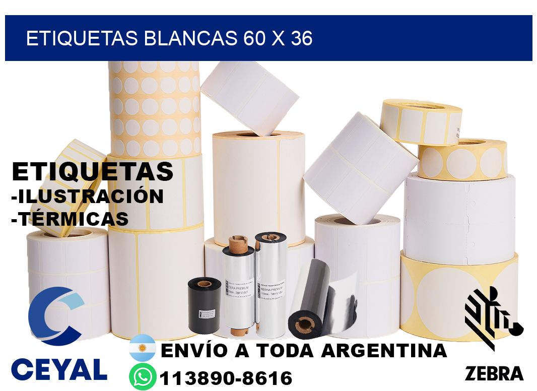 etiquetas blancas 60 x 36