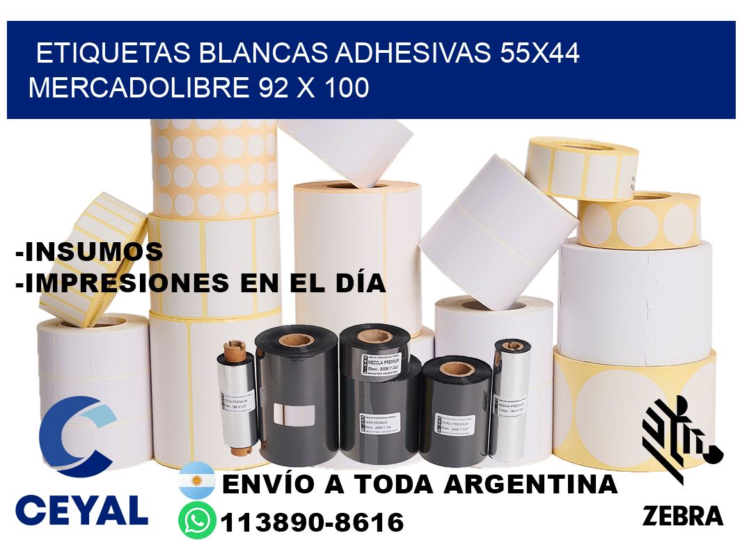 etiquetas blancas adhesivas 55x44 mercadolibre 92 x 100