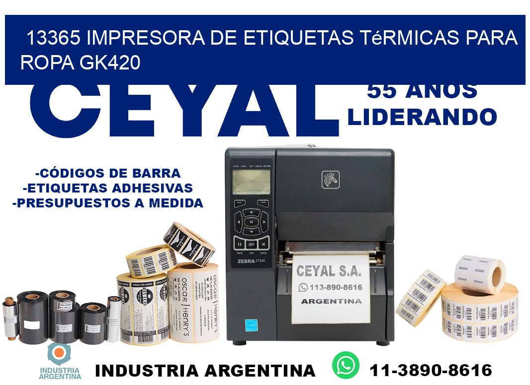 13365 impresora de etiquetas térmicas para ropa GK420