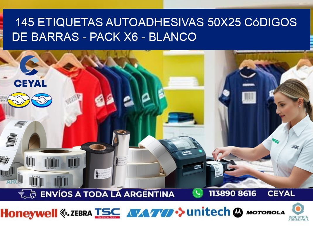 145 Etiquetas Autoadhesivas 50×25 Códigos De Barras – Pack X6 – Blanco