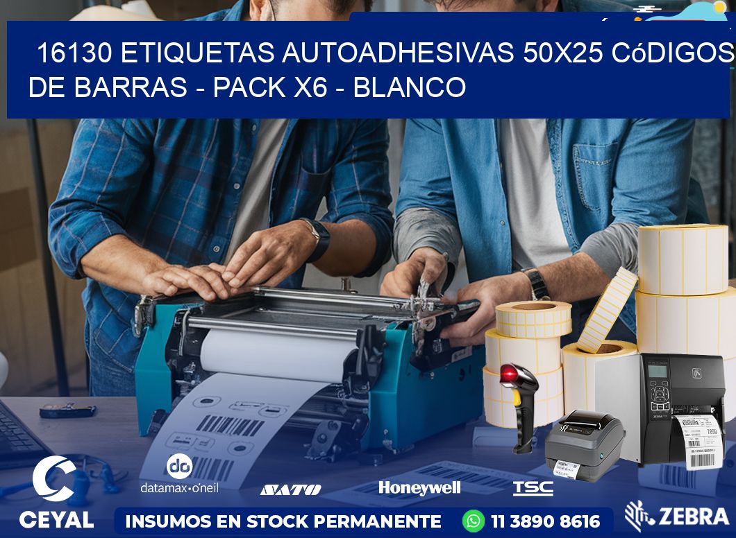 16130 Etiquetas Autoadhesivas 50×25 Códigos De Barras – Pack X6 – Blanco
