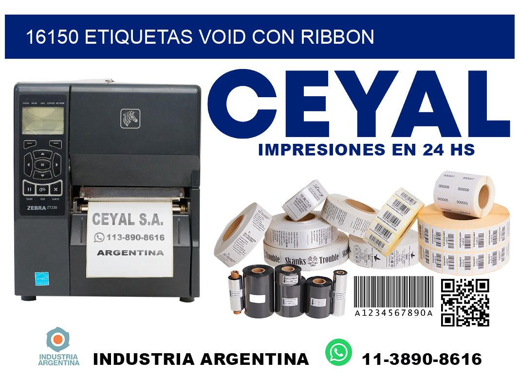 16150 etiquetas void con ribbon