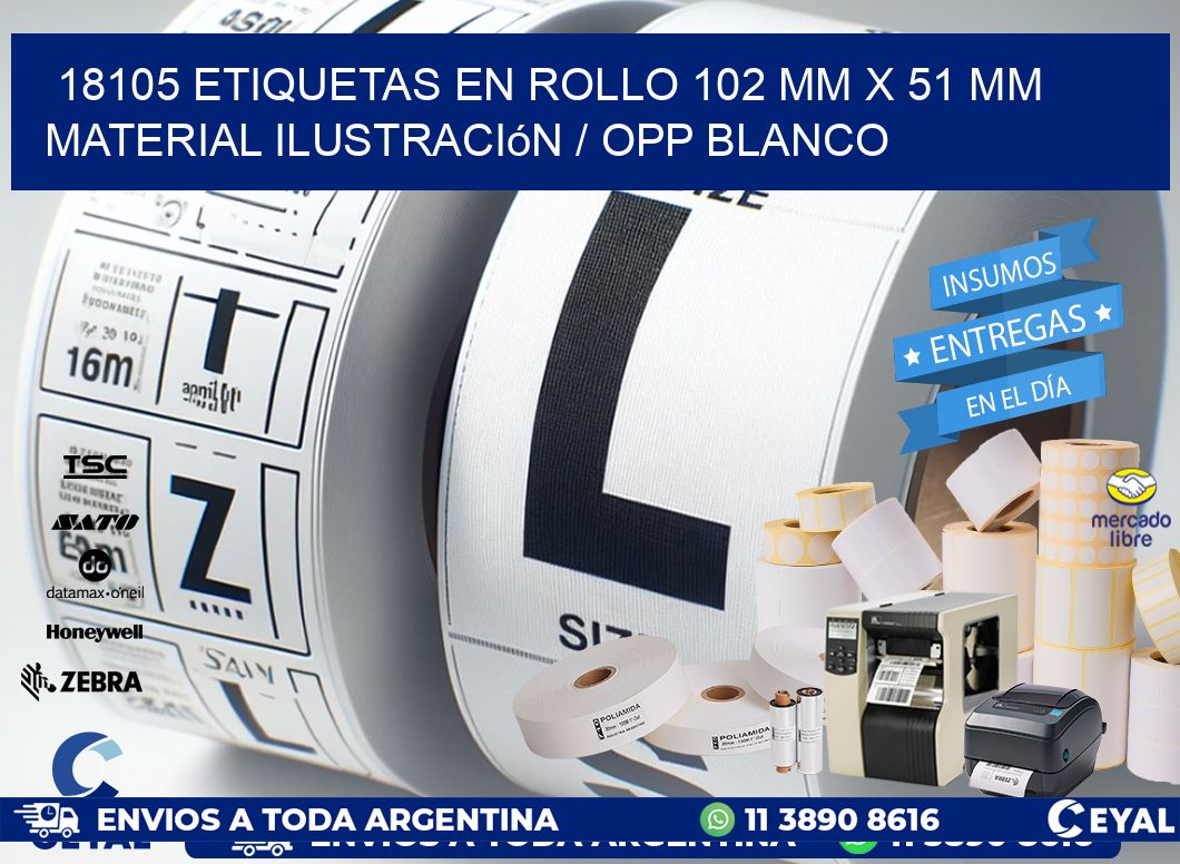 18105 Etiquetas en rollo 102 mm x 51 mm material Ilustración / OPP Blanco