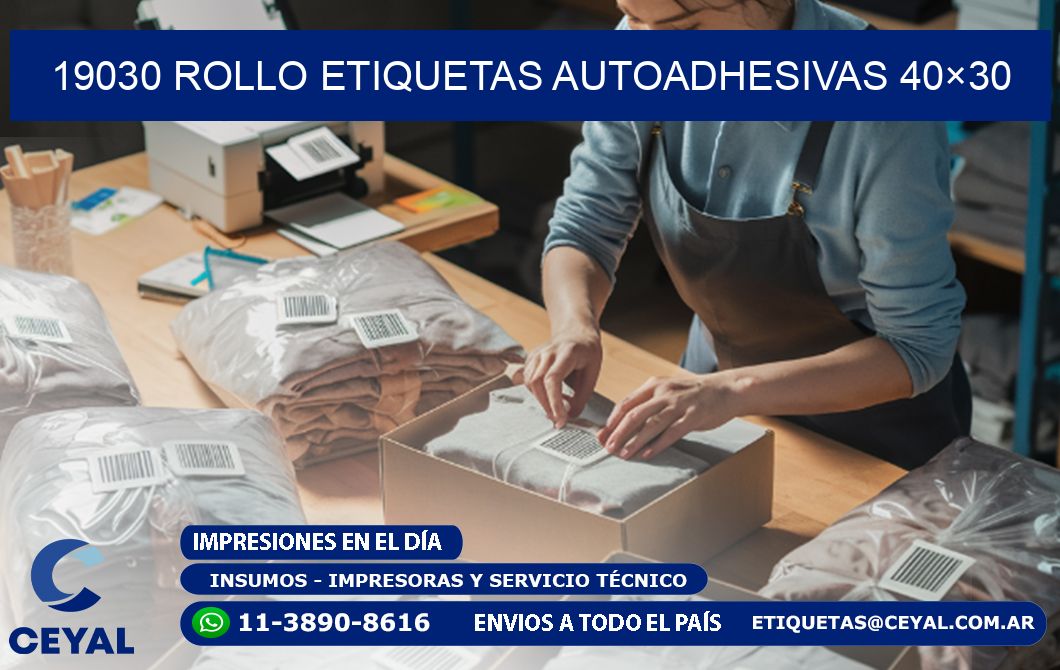 19030 Rollo Etiquetas autoadhesivas 40×30