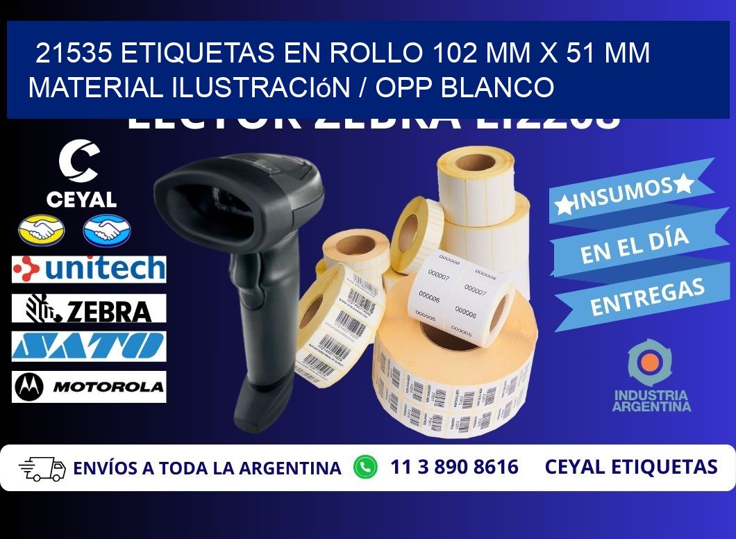 21535 Etiquetas en rollo 102 mm x 51 mm material Ilustración / OPP Blanco
