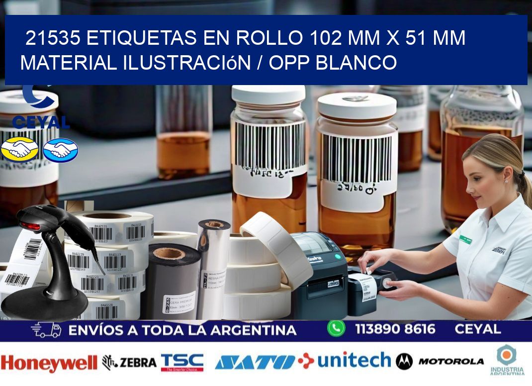 21535 Etiquetas en rollo 102 mm x 51 mm material Ilustración / OPP Blanco