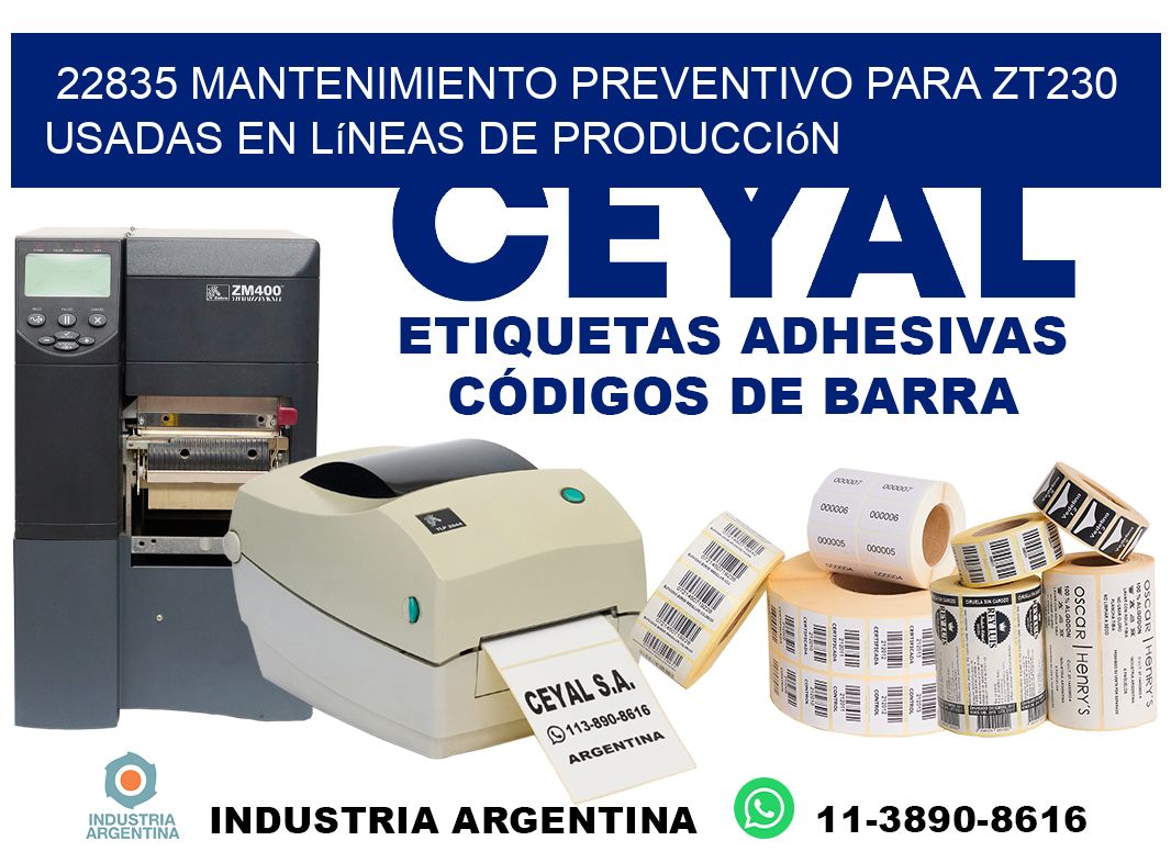 22835 mantenimiento preventivo para zt230 usadas en líneas de producción