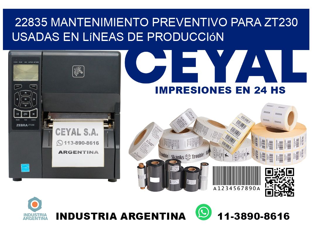 22835 mantenimiento preventivo para zt230 usadas en líneas de producción