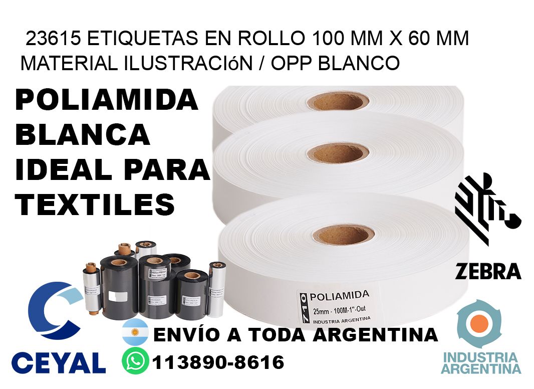 23615 Etiquetas en rollo 100 mm x 60 mm material Ilustración / OPP Blanco