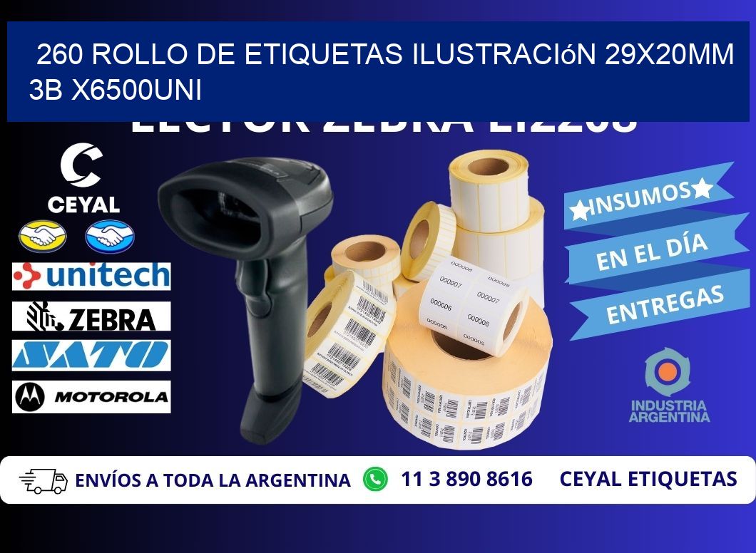 260 Rollo De Etiquetas Ilustración 29x20mm 3b X6500uni