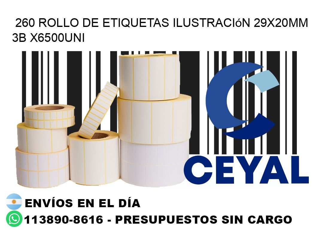 260 Rollo De Etiquetas Ilustración 29x20mm 3b X6500uni