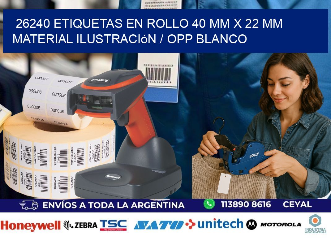26240 Etiquetas en rollo 40 mm x 22 mm material Ilustración / OPP Blanco