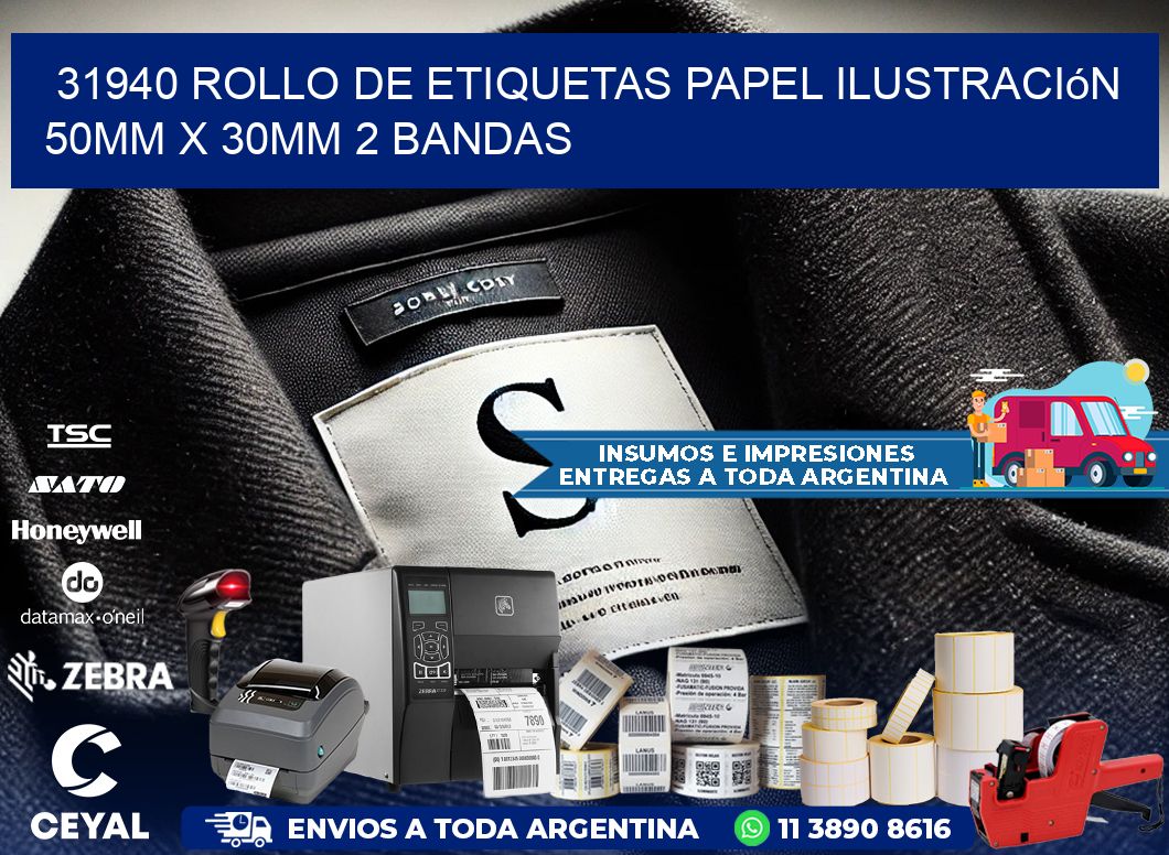 31940 Rollo de Etiquetas Papel Ilustración 50mm x 30mm 2 Bandas
