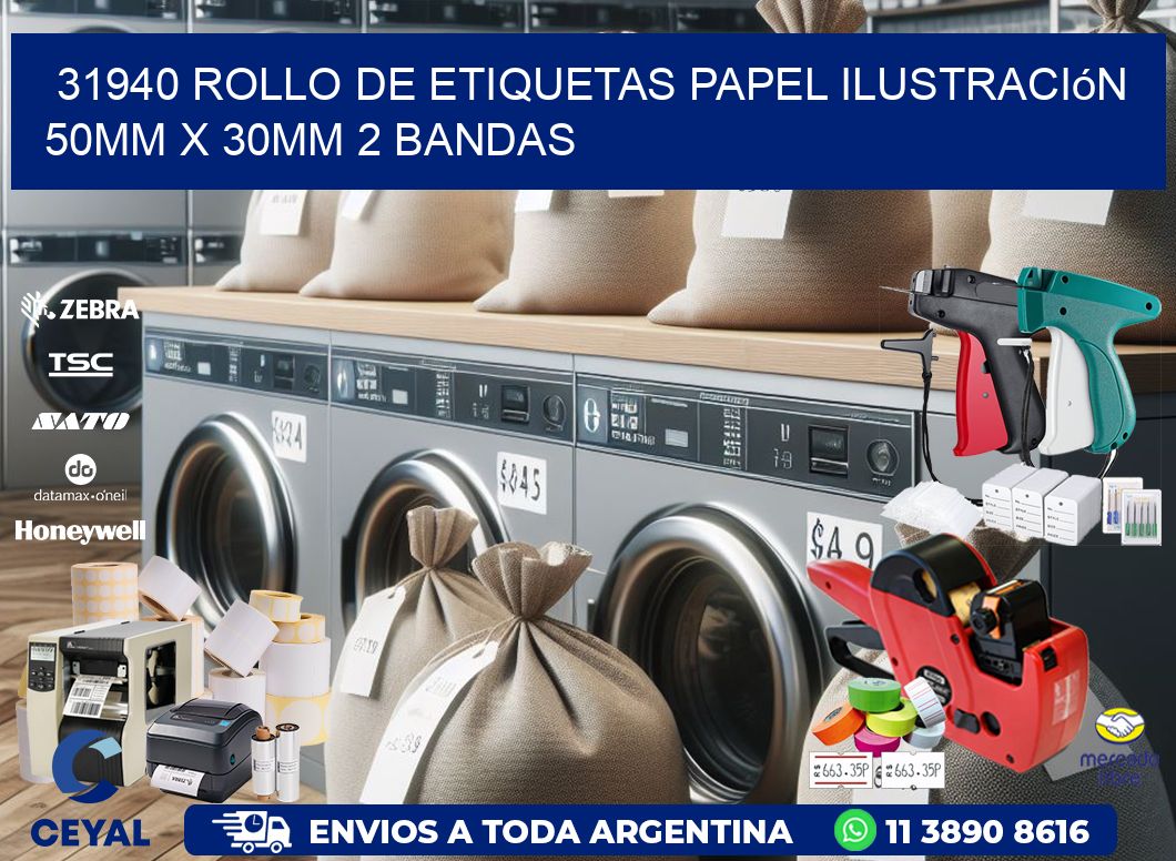 31940 Rollo de Etiquetas Papel Ilustración 50mm x 30mm 2 Bandas