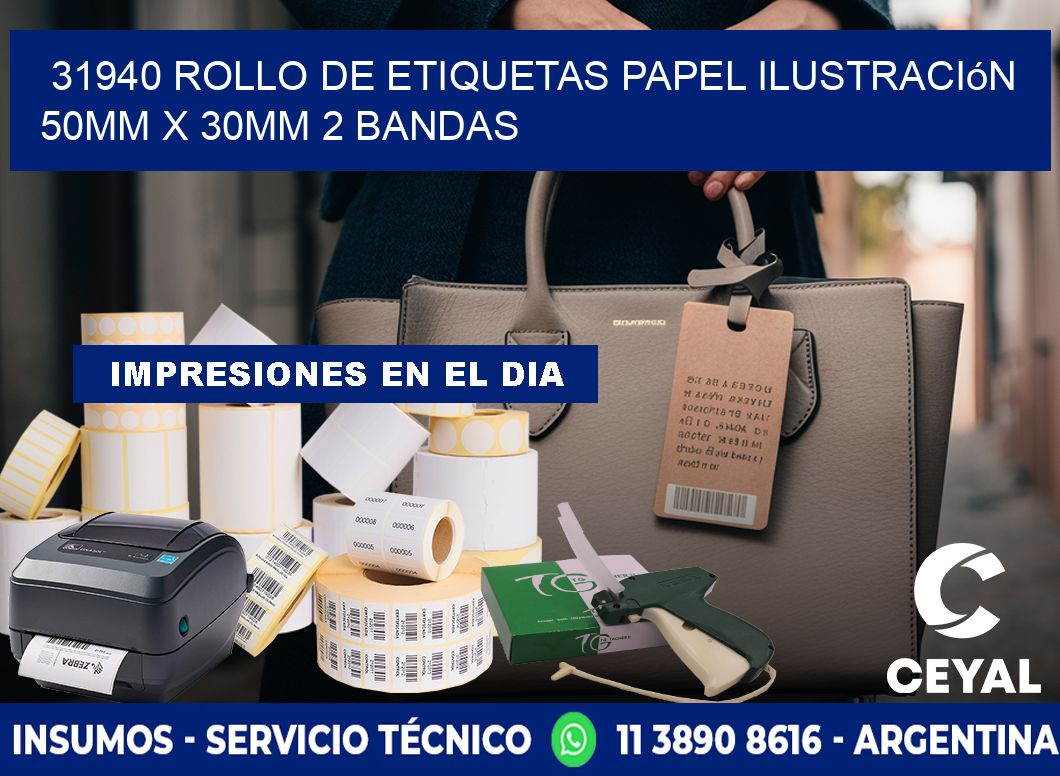31940 Rollo de Etiquetas Papel Ilustración 50mm x 30mm 2 Bandas