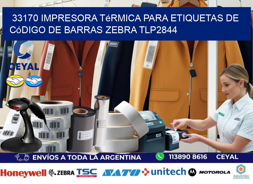 33170 impresora térmica para etiquetas de código de barras Zebra TLP2844