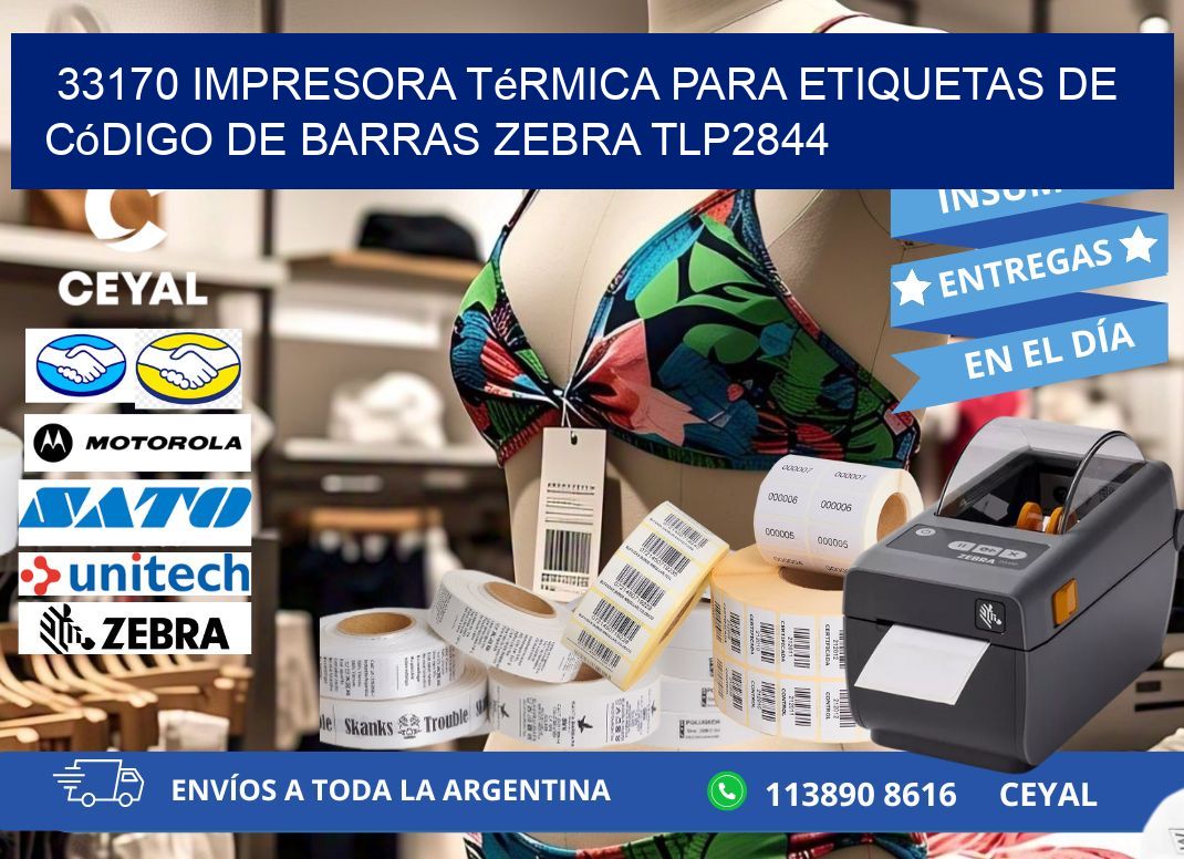 33170 impresora térmica para etiquetas de código de barras Zebra TLP2844