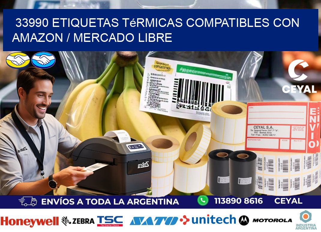 33990 etiquetas térmicas compatibles con Amazon / Mercado Libre