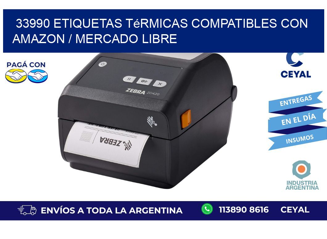 33990 etiquetas térmicas compatibles con Amazon / Mercado Libre