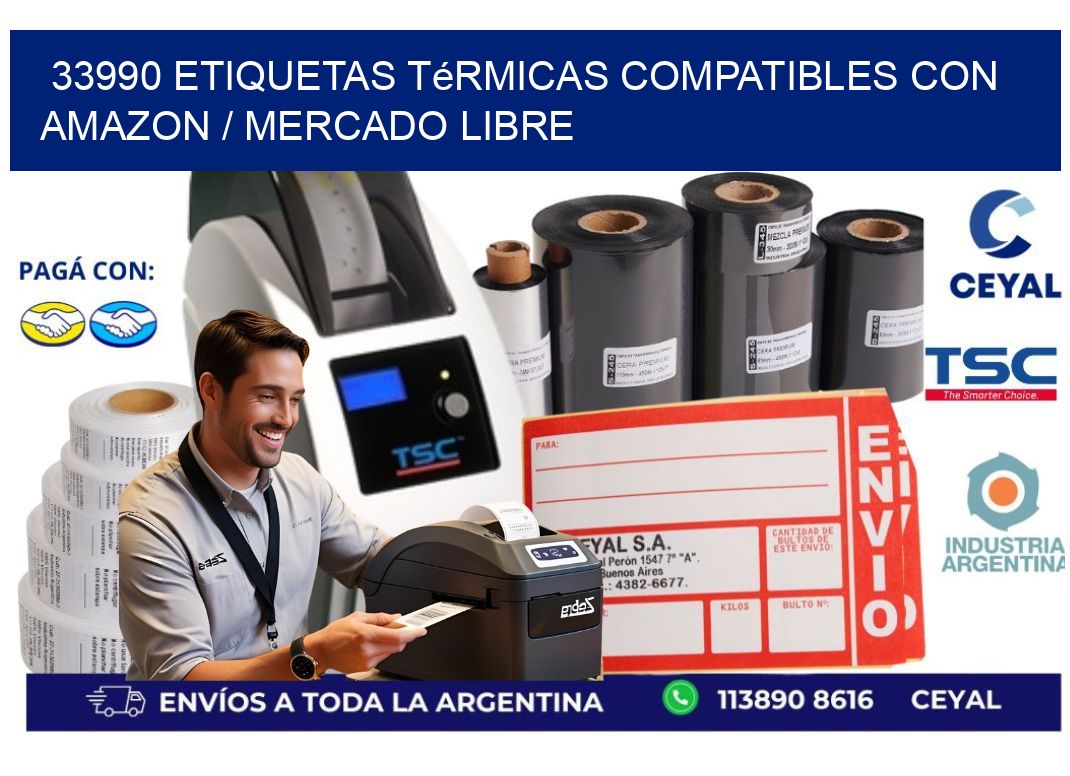 33990 etiquetas térmicas compatibles con Amazon / Mercado Libre