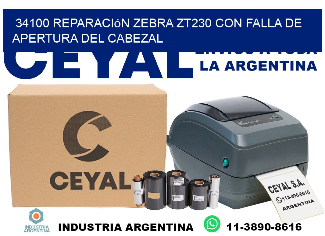 34100 reparación zebra zt230 con falla de apertura del cabezal