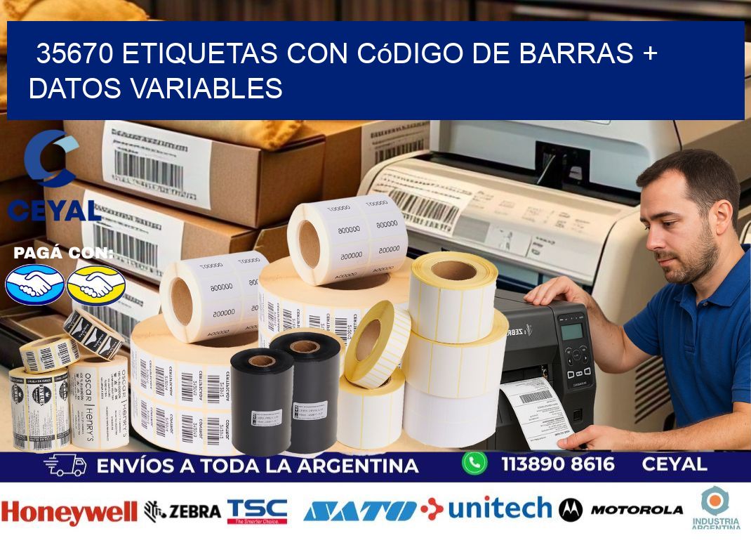 35670 etiquetas con código de barras + datos variables