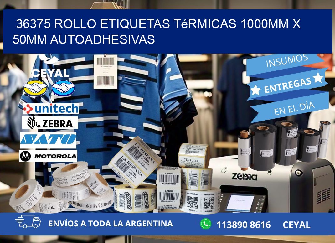 36375 Rollo Etiquetas Térmicas 1000mm X 50mm Autoadhesivas
