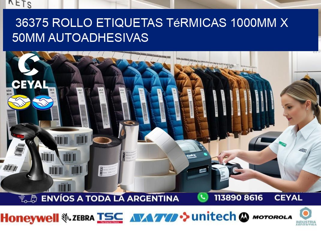 36375 Rollo Etiquetas Térmicas 1000mm X 50mm Autoadhesivas