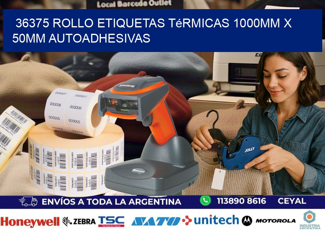 36375 Rollo Etiquetas Térmicas 1000mm X 50mm Autoadhesivas