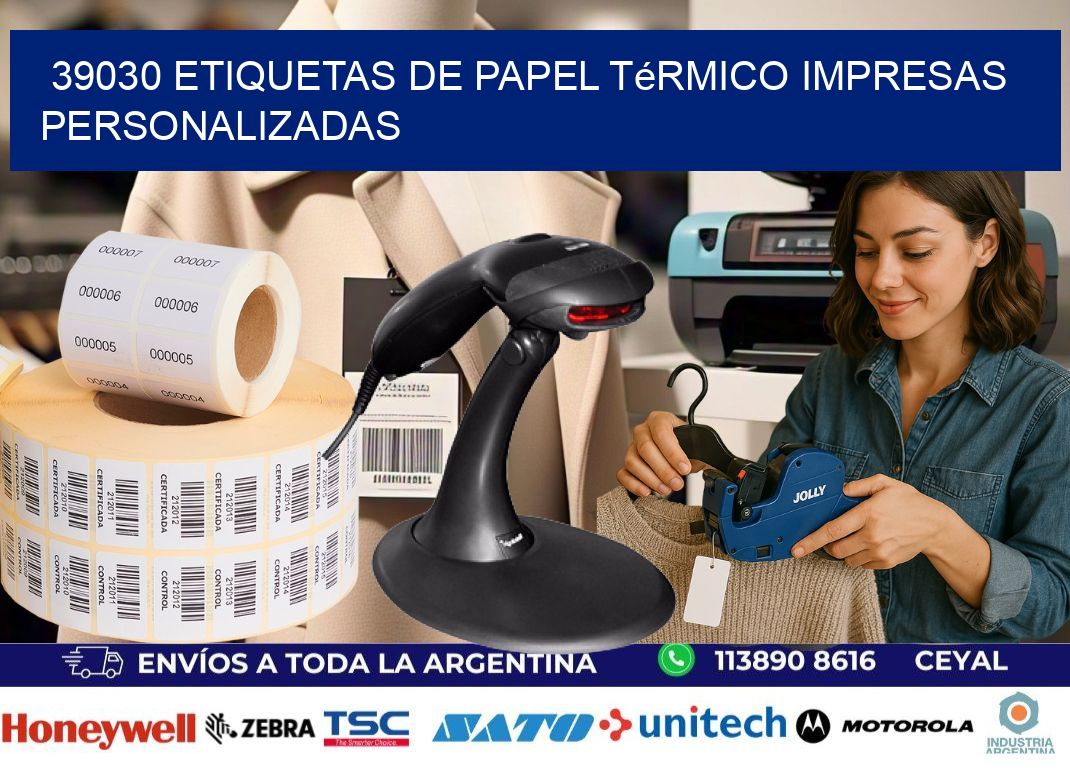39030 Etiquetas de papel térmico impresas personalizadas